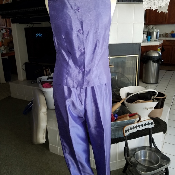 VTG 90's pretty lavender floral pantsuit Bx2 - Picture 3 of 8